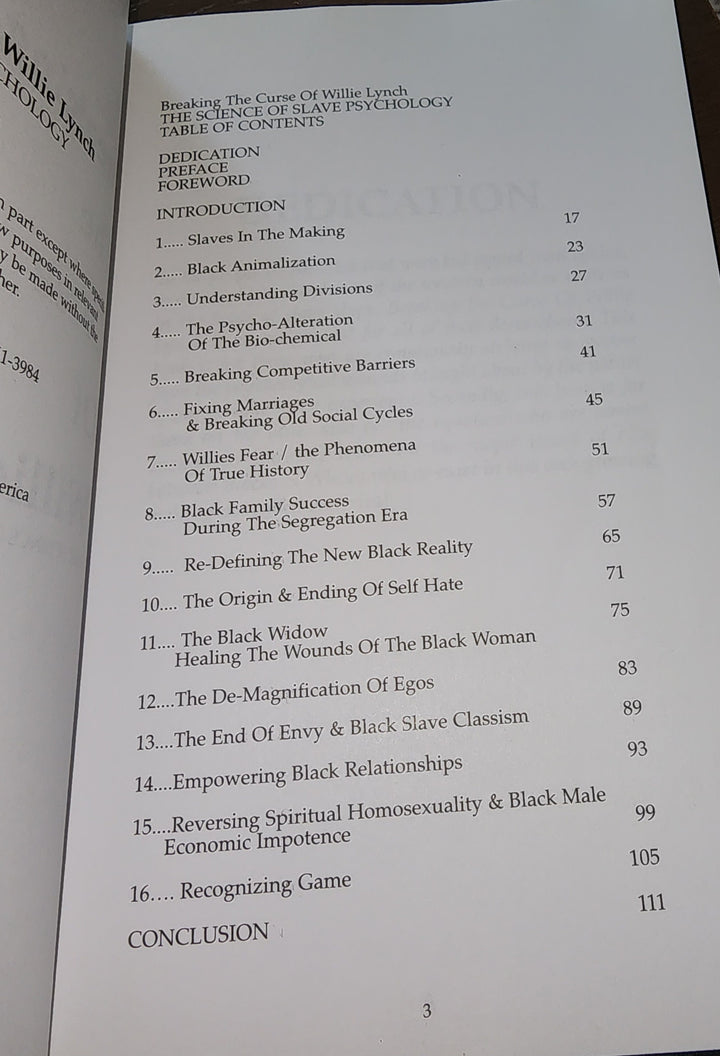 Breaking the Curse of Willie Lynch: The Science Of Slave Psychology Paperback