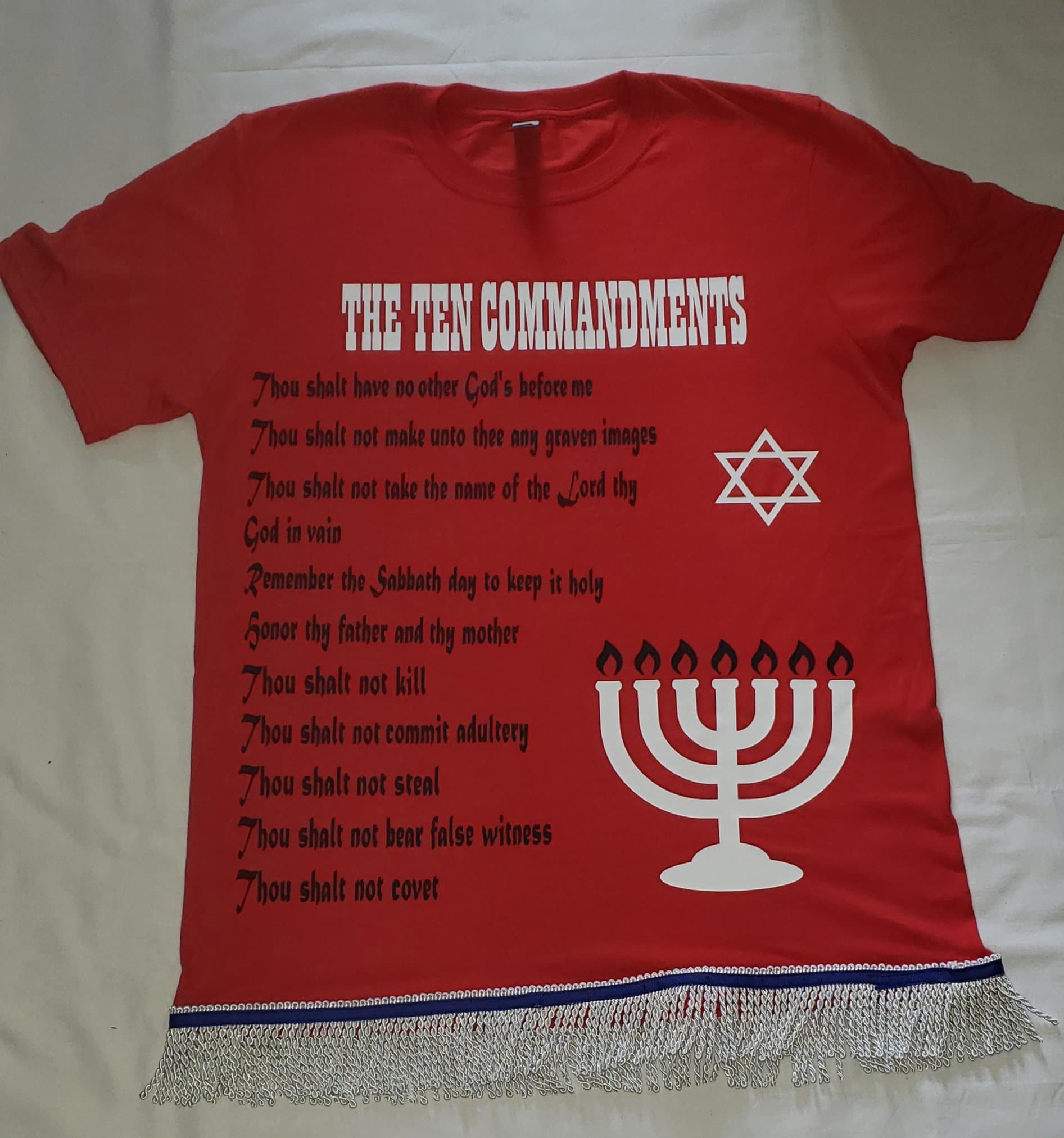 10 Commandment shirt in Hebrew or English for Adults
