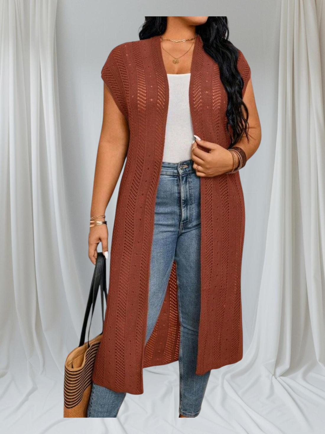 Casual Knee Length Cardigan for Women