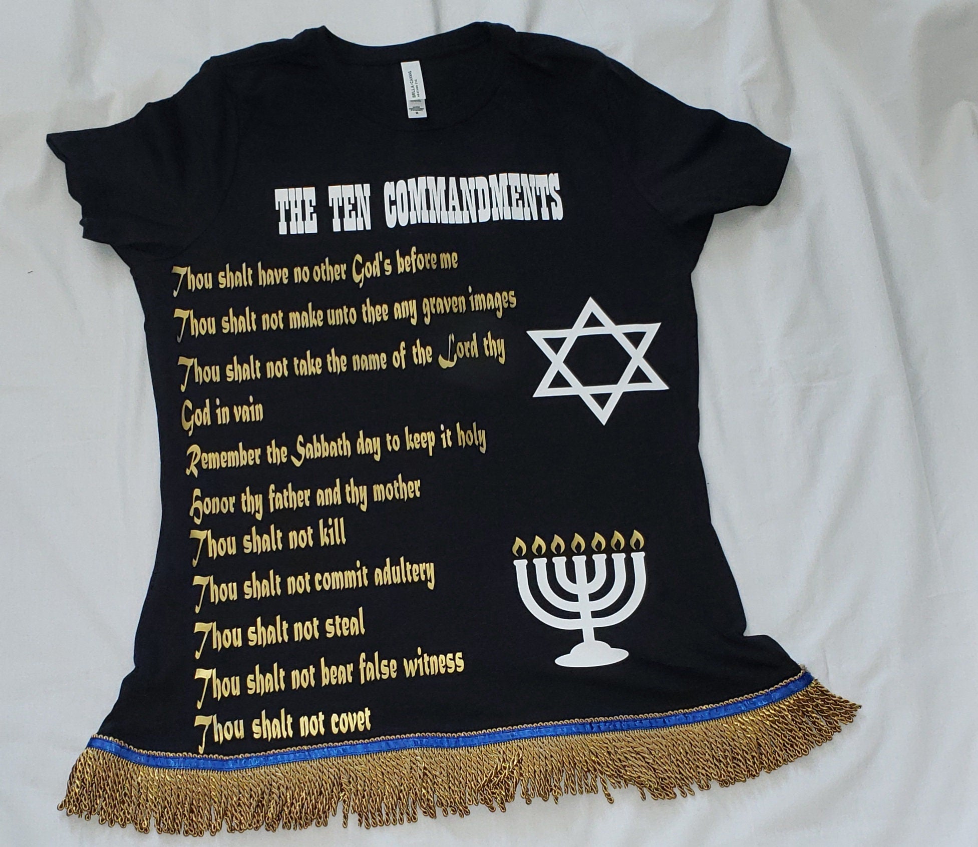 10 Commandment shirt in Hebrew or English for Adults